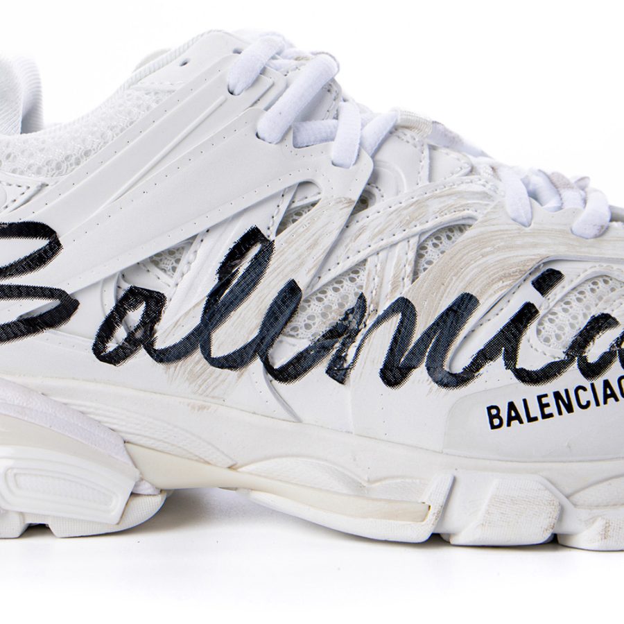Balenciaga Track Signature Sneaker In White/Black - Image 2