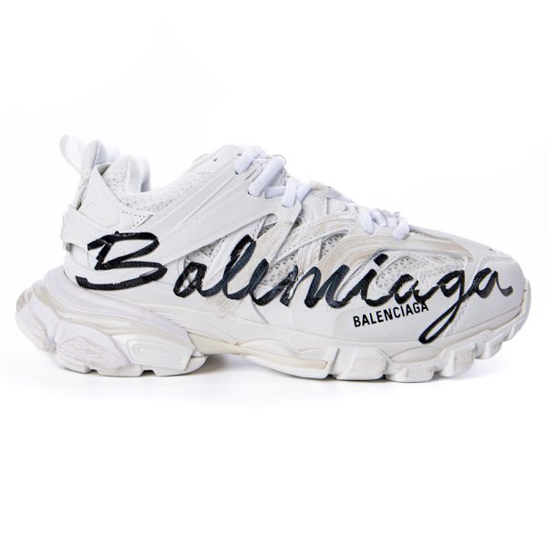 Balenciaga Track Signature Sneaker In White/Black