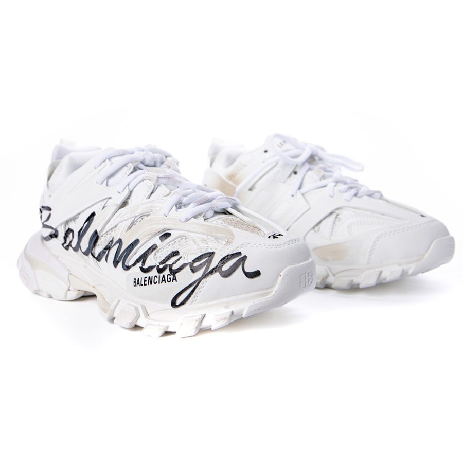 Balenciaga Track Signature Sneaker In White/Black - Image 8