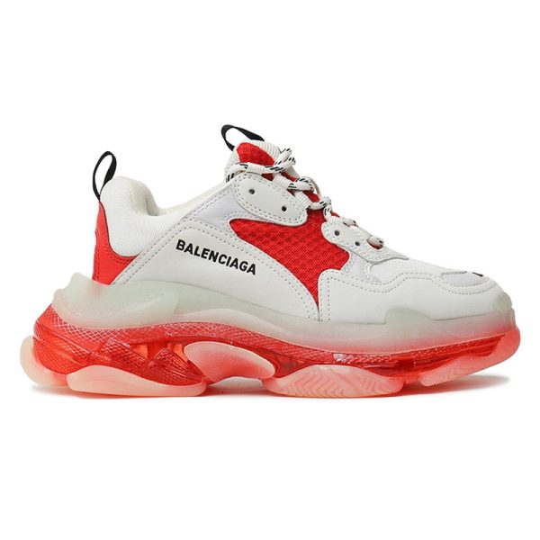 BALENCIAGA TRIPLE S 'CLEAR SOLE WHITE RED'