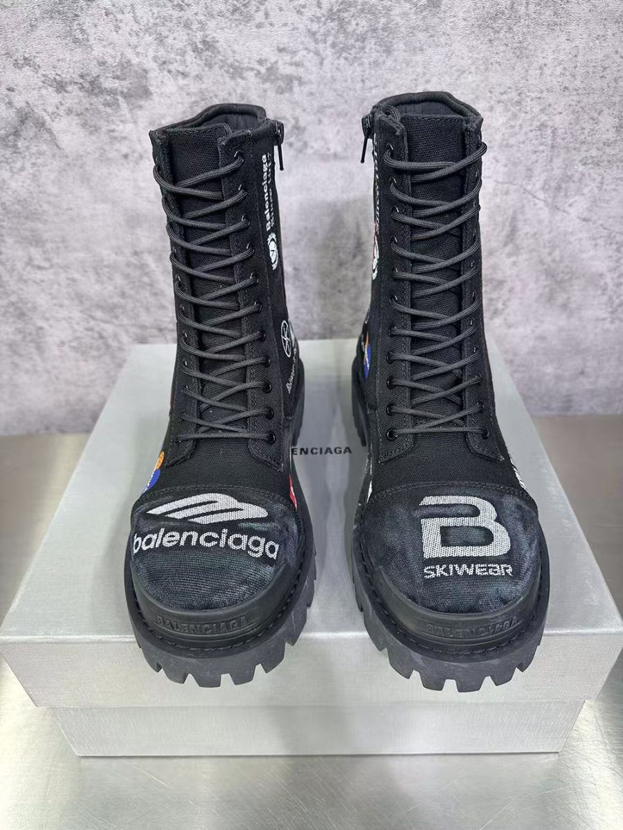 Balenciaga Combat Strike Boot 'Worn-Out - Black Allover Print' - Image 8