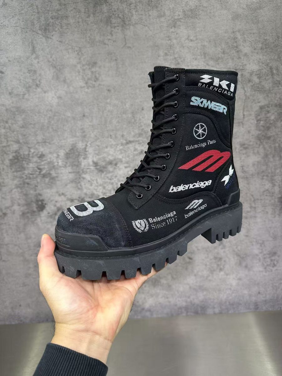 Balenciaga Combat Strike Boot 'Worn-Out - Black Allover Print' - Image 4