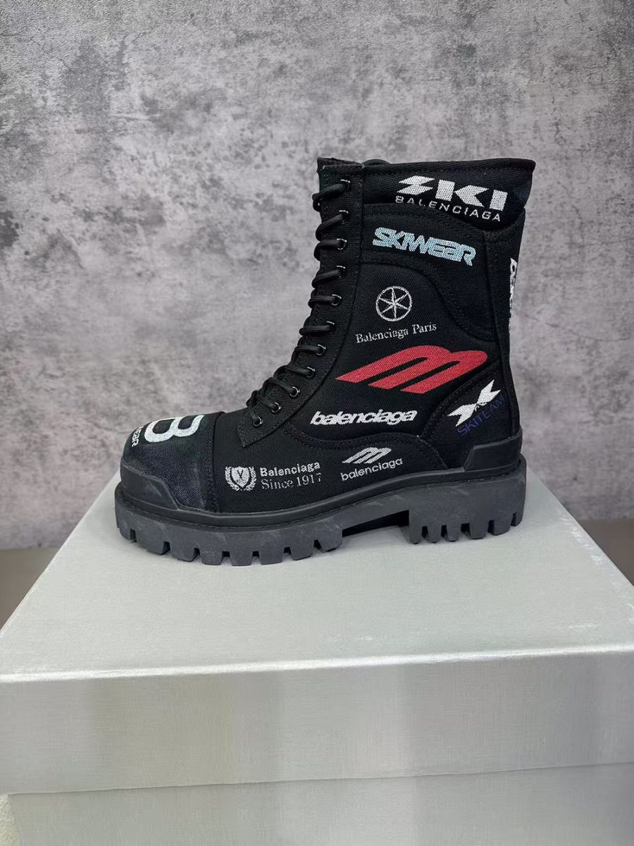 Balenciaga Combat Strike Boot 'Worn-Out - Black Allover Print' - Image 6