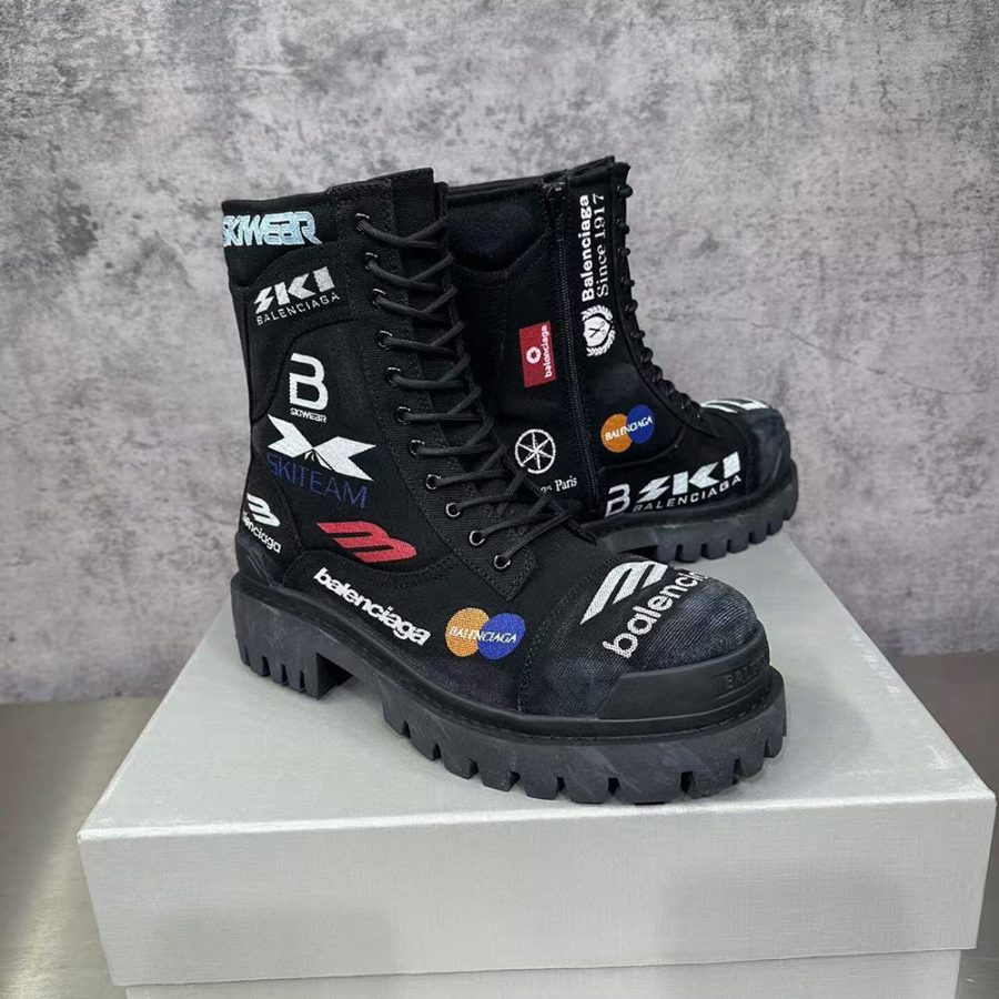 Balenciaga Combat Strike Boot 'Worn-Out - Black Allover Print'