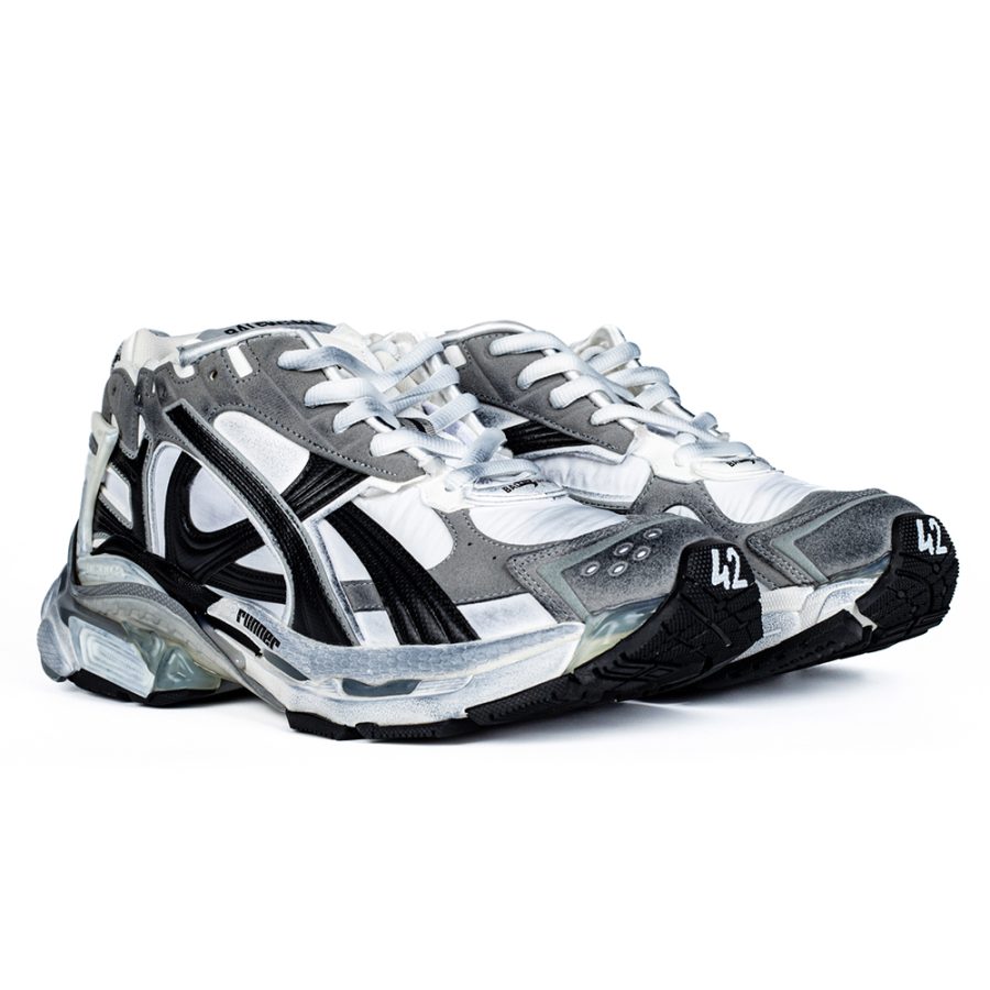 Balenciaga Runner Sneaker 'Worn-Out - Grey White Black' - Image 8