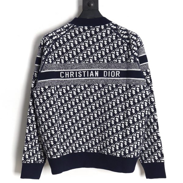Dior 23Fw Oblique jacquard cashmere reversible crew neck sweater