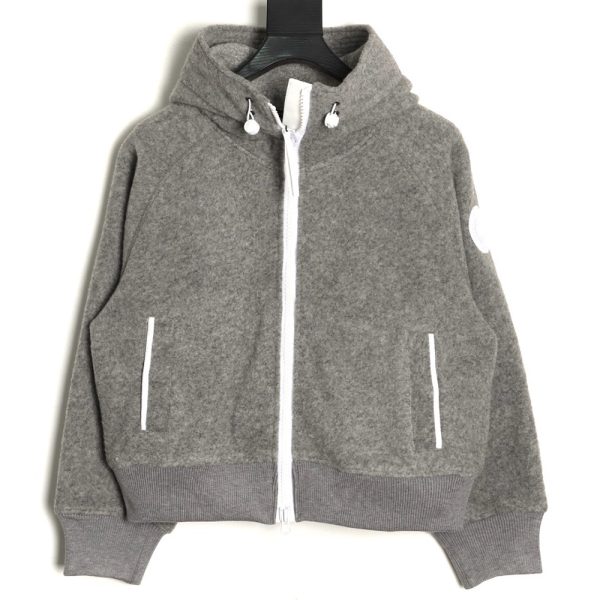 Canada Goose White Label Logo Zipper Drawstring Fleece Long Sleeve Jacket