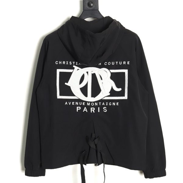 Dior letter embroidered hooded trench coat TSK1