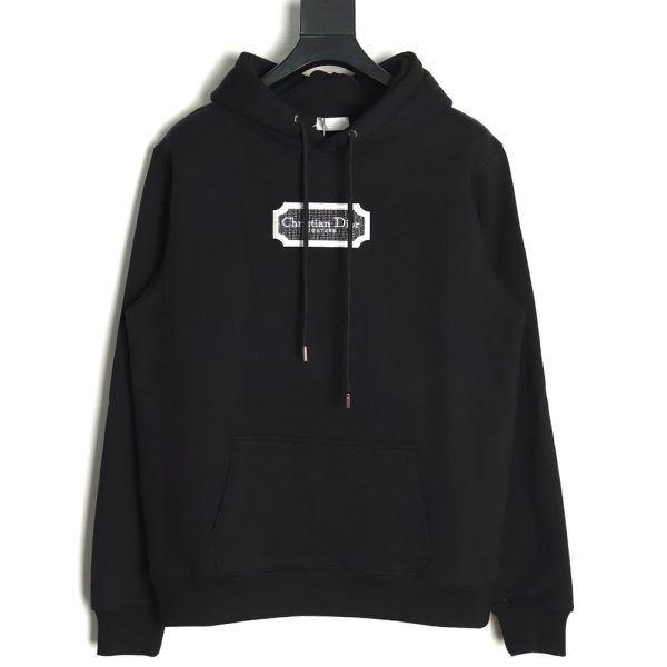 Dior embroidered silver logo hoodie TSK2