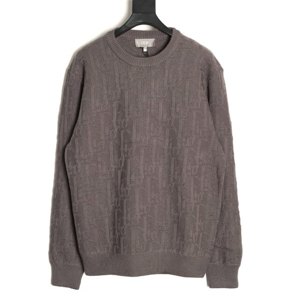 Dior all-over grey jacquard crew neck sweater