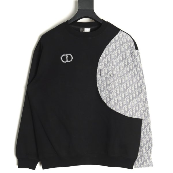 Dior embroidered paneled crew neck sweatshirt