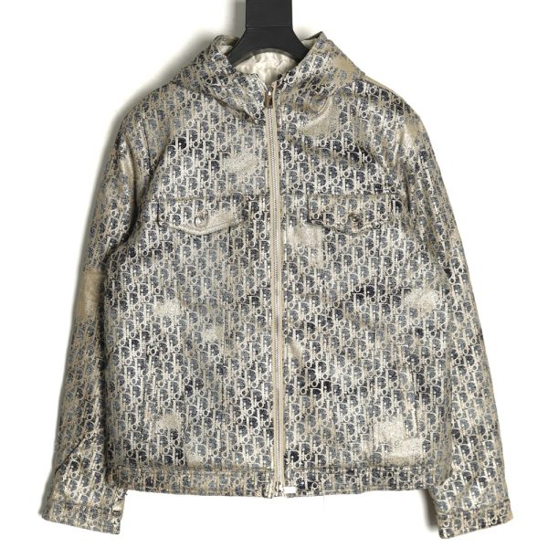 Dior all over print jacquard hooded down jacket