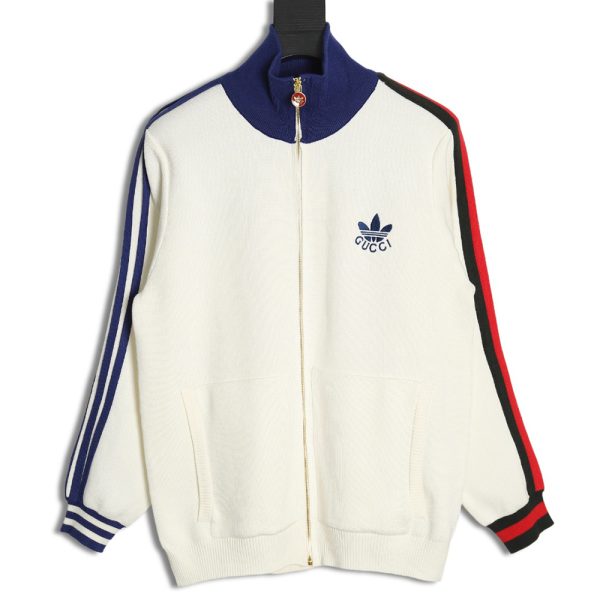 Gucci x Adidas co-branded trefoil embroidered knitted jacket XS-L