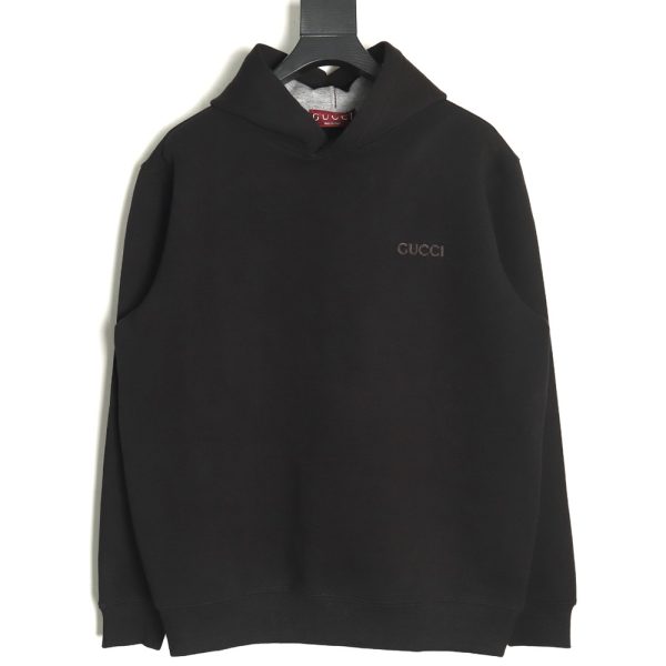 Gucci small logo space cotton composite knitted hooded sweatshirt