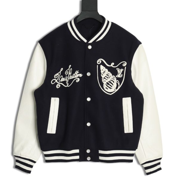 Louis Vuitton conch embroidered logo baseball jacket