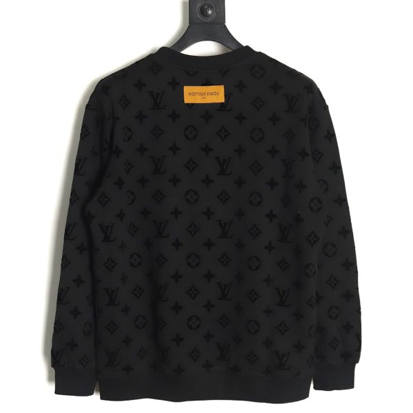 Louis Vuitton all over print monogram flocked round neck sweatshirt TSK2
