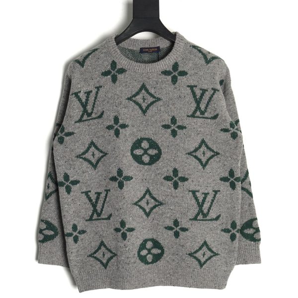Louis Vuitton all over logo jacquard crewneck sweater TSK1