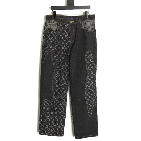 Louis Vuitton co-branded NIGO patchwork contrast denim trousers