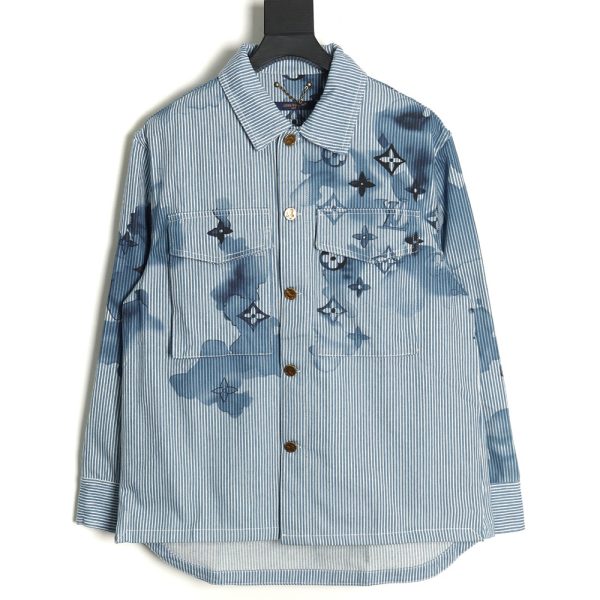 Louis vuitton blue ink monogram denim shirt jacket S-XL