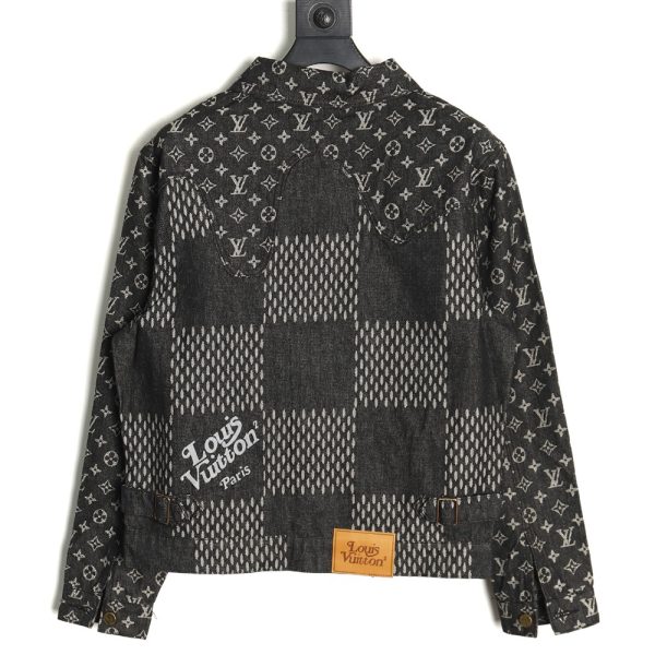 Louis Vuitton checkered floral denim long-sleeved jacket TSK1