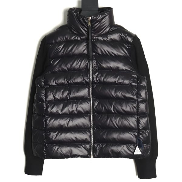 Moncler knitted stitching stand collar thin down jacket TSK2