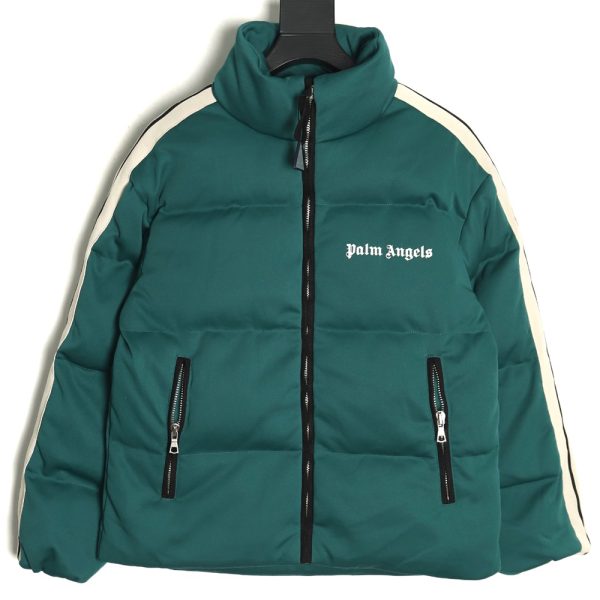 Moncler & Palm Angels joint color strip embroidery logo down jacket