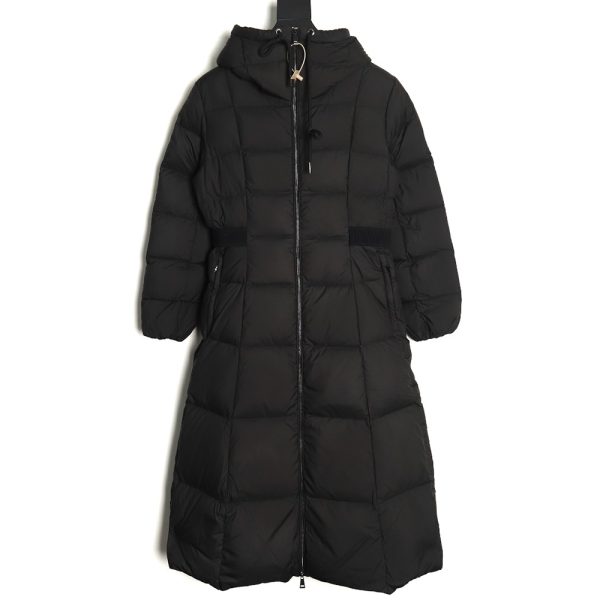 Moncler long belted down jacket