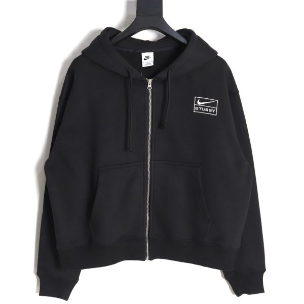 Nike & Stussy Joint Zipper Drawstring Hooded Sweatshirt TSK1