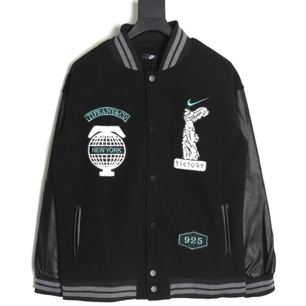 Nike & Tiffany&Co. Joint Embroidered Baseball Jacket