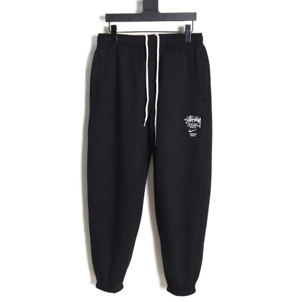 Nike x Stussy Nike Stussy joint 23SS solid color embroidered logo velvet sweatpants_CM_1
