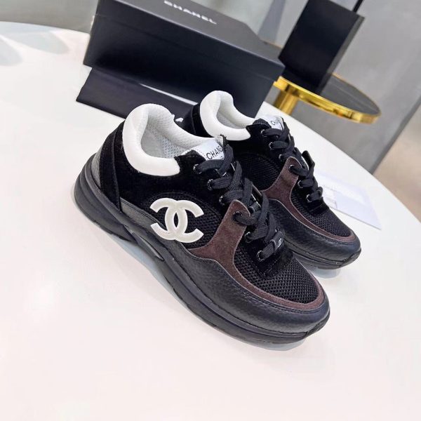 Chanel CC Low-Top Sneakers Black & White