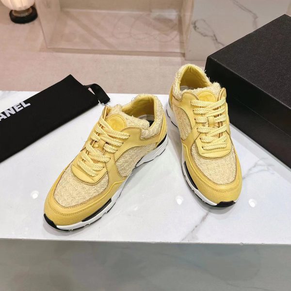 Chanel CC Low-Top Sneakers Light Yellow & Yellow