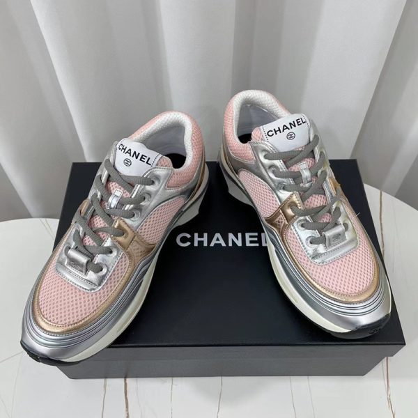 Chanel Sneakers Pink Silver