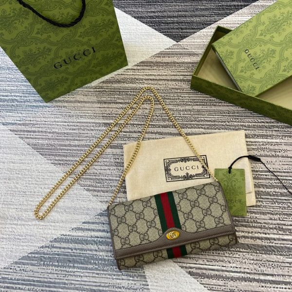 Gucci Ophidia GG Supreme canvas chain Bags 546592 19*10*3cm